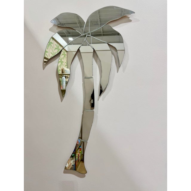 Art Deco Vintage Midcentury Palm Tree Wall Mirror For Sale - Image 3 of 4