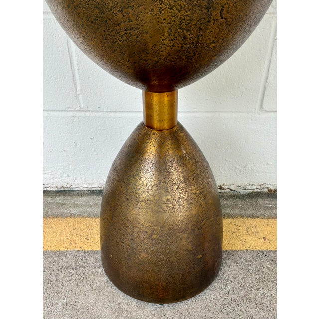 Modern Revelation Modern Aged Brass Hourglass Coup Side Table For Sale - Image 3 of 3