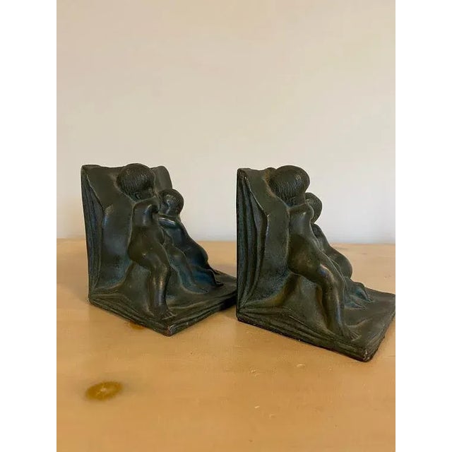 Figurative Antique Galvano Bronze Bookends - a Pair For Sale - Image 3 of 9