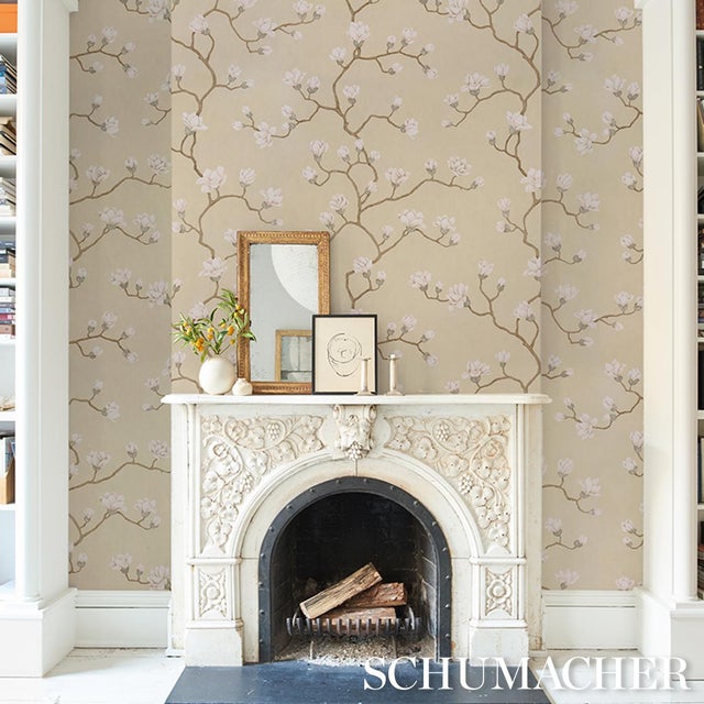 2020s SAMPLE - Schumacher Magnolia Tree Wallpaper In Soft Gold For Sale - Image 5 of 6