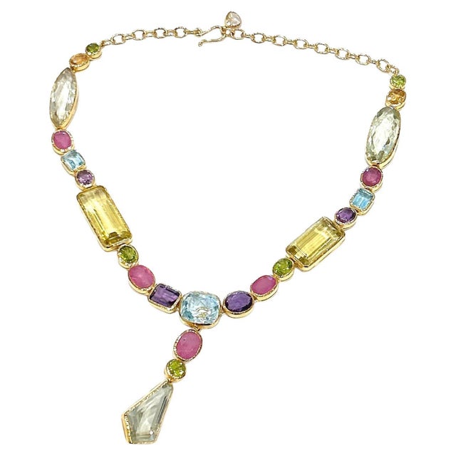 Bochic "Capri" Diamond, Amethyst, Topaz, Citrine & Peridot Necklace in 18K & Silver For Sale - Image 15 of 18