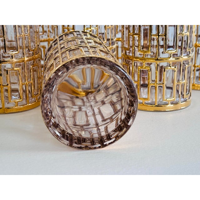 Vintage 1960s Imperial Glass Shoji Trellis 22k Gold Tumblers, Set of 8 For Sale In Boston - Image 6 of 8