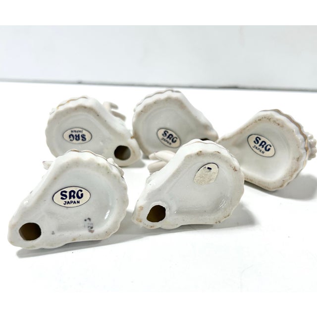 Vintage Traditional Porcelain Hand Place Card Holders With Applied Flowers - Set of 5 For Sale - Image 12 of 12