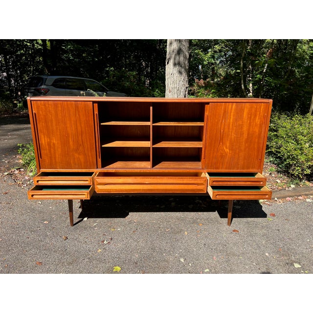 Johannes Andersen Danish Teak Highboard Mid Century Modern, Attributed For Sale - Image 10 of 12