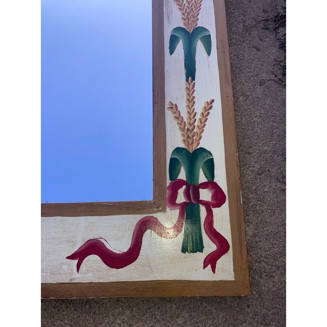Folk Art Robert-Grace Hand Painted White Folk Art Wall Mirror For Sale - Image 3 of 8