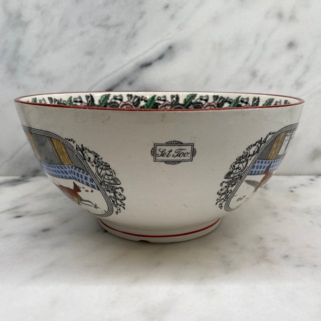 William Adams and Company 1920s English Adams “Old English Sports” Set to Cockfighting Bowl For Sale - Image 4 of 10