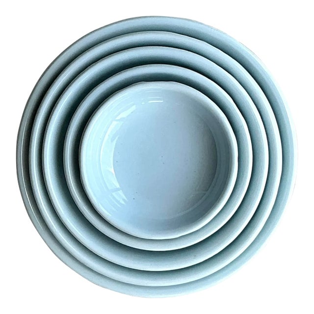 Vintage Asian Glazed Ceramic Stacking Bowls - Set of 5 For Sale