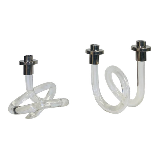 Vintage Dorothy Thorpe Lucite Candlesticks – a Pair For Sale