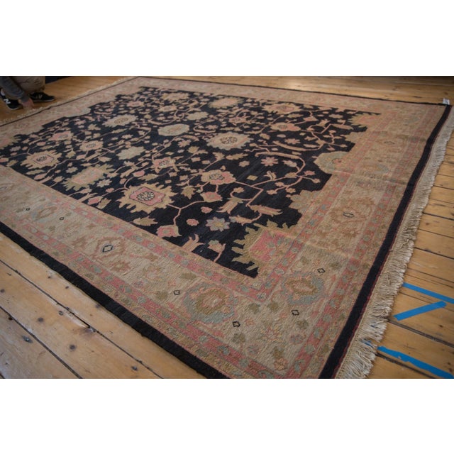 Black Vintage Tea Washed Indian Sultanabad Soumac Design Rug - 9'3" X 11'9" For Sale - Image 8 of 11