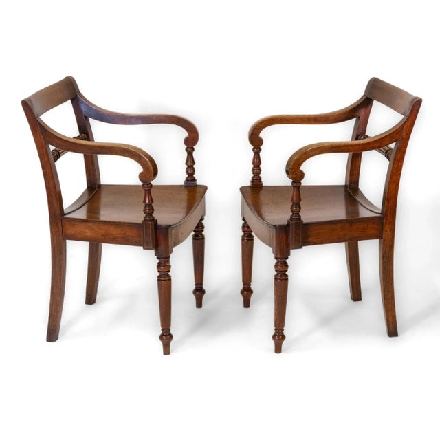Mid 19th Century English Country Elm Kitchen Armchairs, Set of 2 For Sale - Image 3 of 17