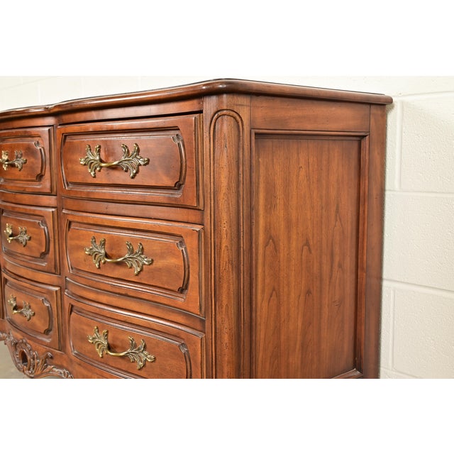Century Furniture French Provincial Louis XV Carved Cherry Wood Triple Dresser For Sale - Image 9 of 13