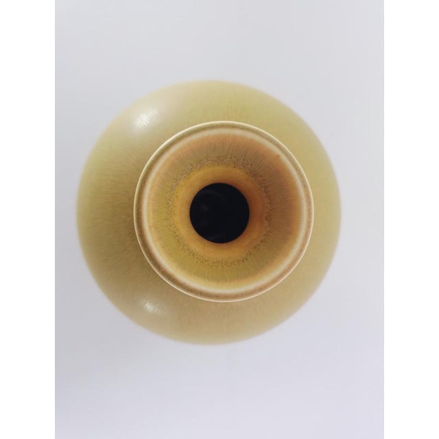 Round Vase with Yellow Hares Fur Glaze by Berndt Friberg for Gustavsberg, 1977 For Sale - Image 9 of 13