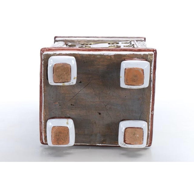 Ceramic 19th Century French Enameled & Hand Painted Terra Cotta Humidor For Sale - Image 7 of 9