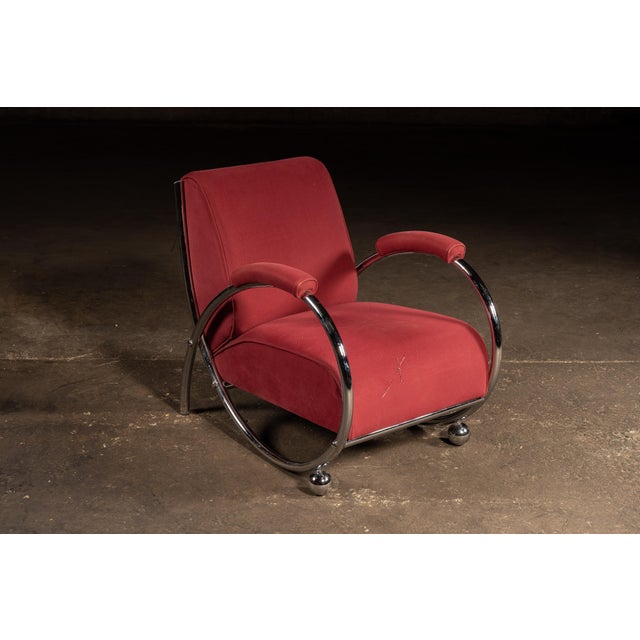 Art Deco Late 20th Century After-Kem Weber Red Modernist Chair by Opus21 For Sale - Image 3 of 10