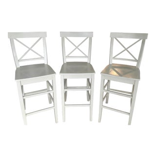 English Farmhouse Bar Stools - Set of 3 For Sale