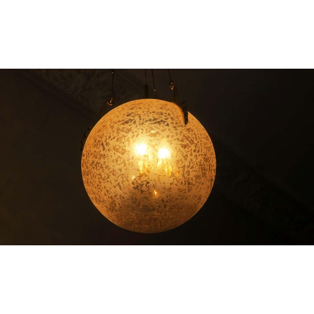 Frosted Glass and Brass Pendant Lamp from Doria Leuchten, 1970s For Sale - Image 12 of 15