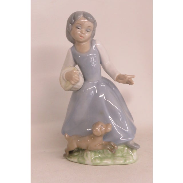 Tenora of Spain Porcelain Girl With Basket and Dog Figurine 4643b For Sale - Image 13 of 14