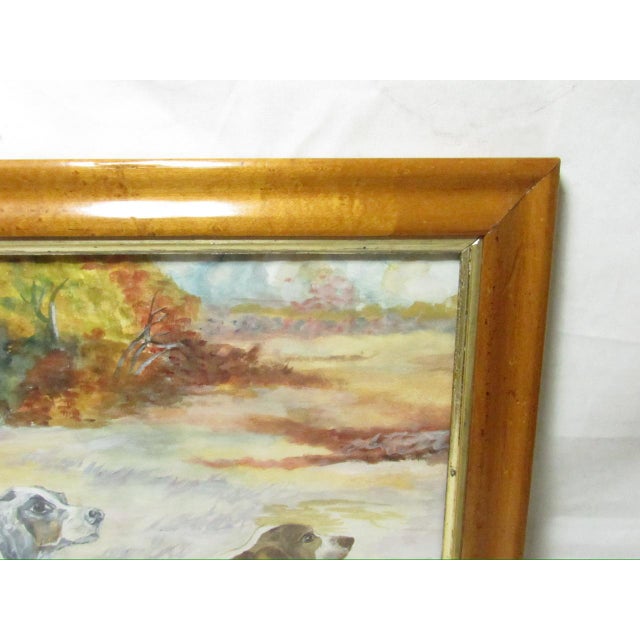 Wood Antique English Watercolor of a Setter and Pointer Dog For Sale - Image 7 of 18
