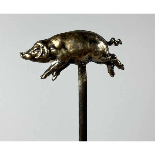 French Antique French Silver Plate Pig Skewer: Figural Food Hatelet Skewer For Sale - Image 3 of 10