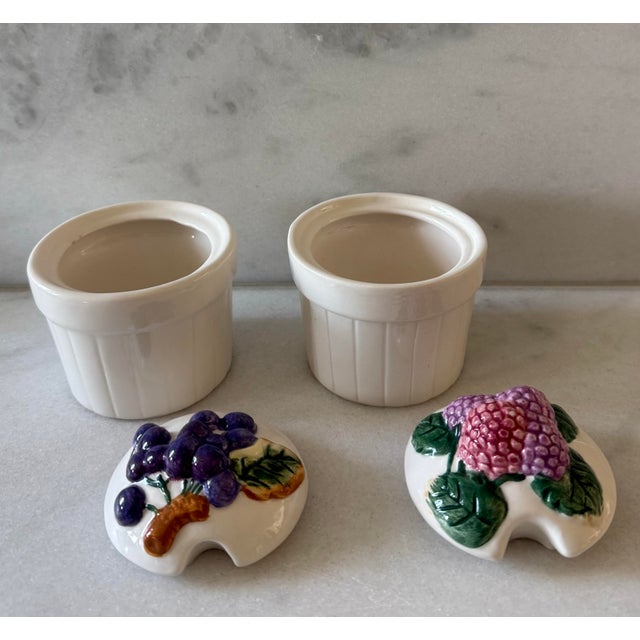 Pair of Vintage Ceramic Jam Serving Jars For Sale - Image 9 of 10