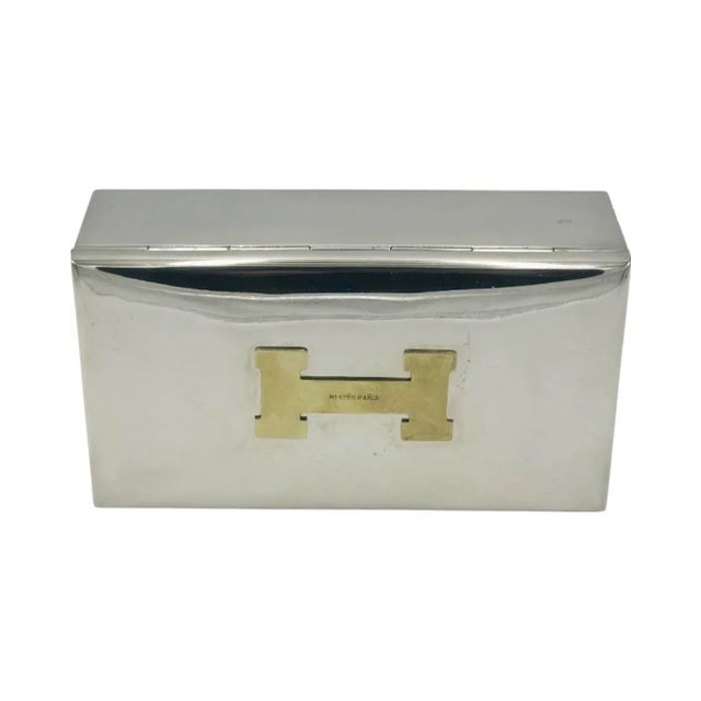 Mid-Century Modern Mid 20th Century Vintage Hermes Paris H Box Jewelry Trinket Silverplate For Sale - Image 3 of 12