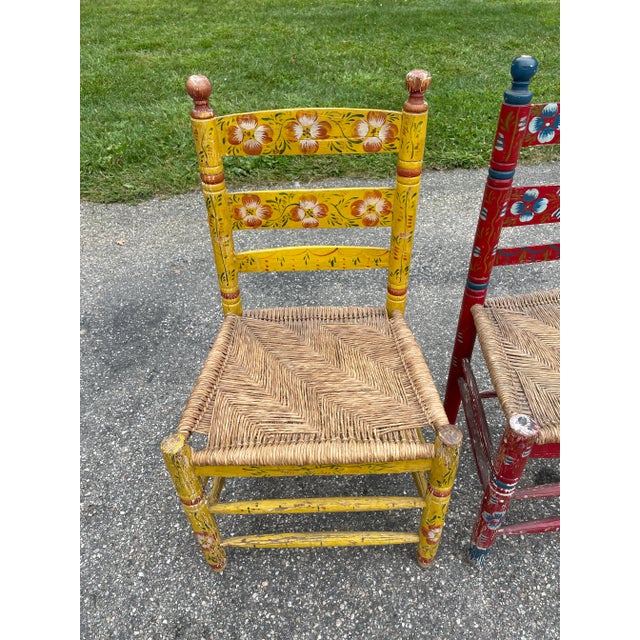 Mexican 1940s Vintage Folk Art Hand Painted Dining Chairs - a Pair For Sale - Image 3 of 12