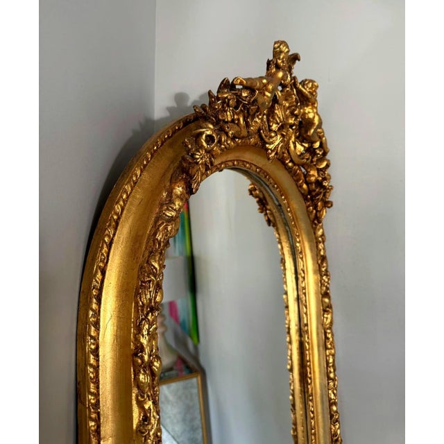 French Gold Leaf Full-Length Mirror For Sale - Image 9 of 9