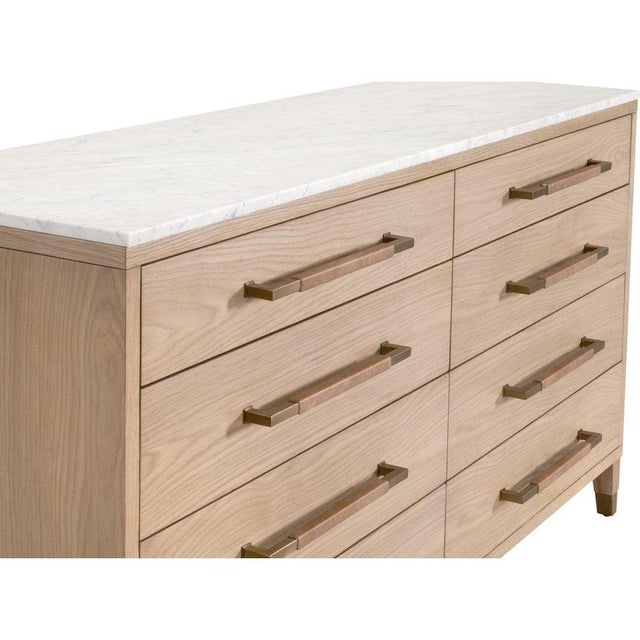 Wood Cambria Marble Top 8-Drawer Double Dresser For Sale - Image 7 of 10