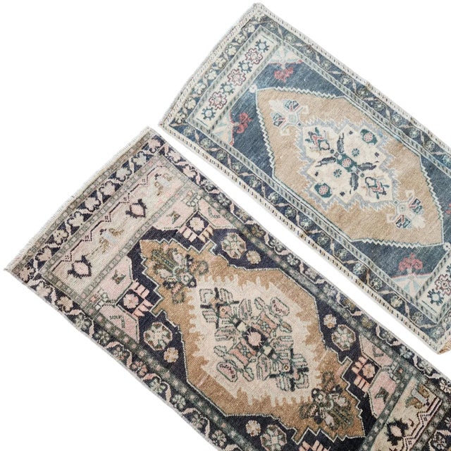 1970s Hand Knotted Oriental Turkish Small Area Rugs - a Pair For Sale - Image 5 of 10