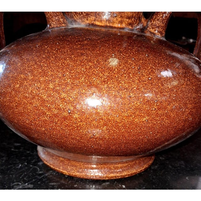 Large Glazed Stoneware Vase with Handles Accolay Potters, 1950s For Sale - Image 6 of 7