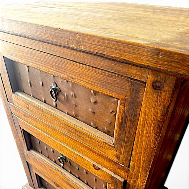 Rustic Southwestern Pine 3-Drawer Planked Clavo Chest or Nightstand For Sale - Image 12 of 14
