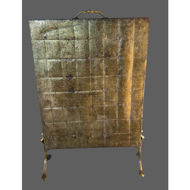 Antique Stamped Repousse Brass Figural Tavern Scene Fireplace Screen For Sale - Image 12 of 13
