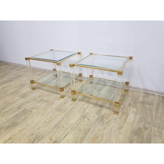 Hollywood Regency Tables in Glass by P. Vandel, Paris, 1970s, Set of 2 For Sale - Image 6 of 18