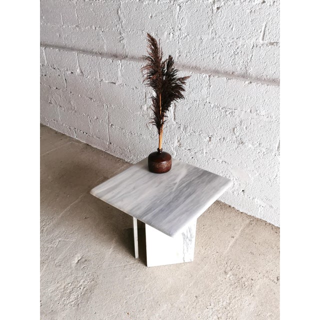 Gray Mid-Century Brutalist Coffee Table in White-Grey Marble, 1970s For Sale - Image 8 of 12
