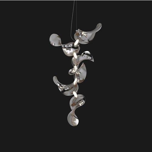 Contemporary Dune 6 Vertical Cluster Chandelier in Silver Anodized Aluminum by Moss Objects For Sale - Image 3 of 17