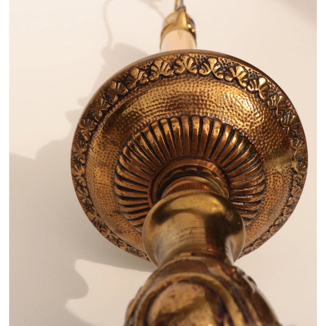 French Doré Bronze Style Candlestick Lamps - a Pair For Sale - Image 11 of 11