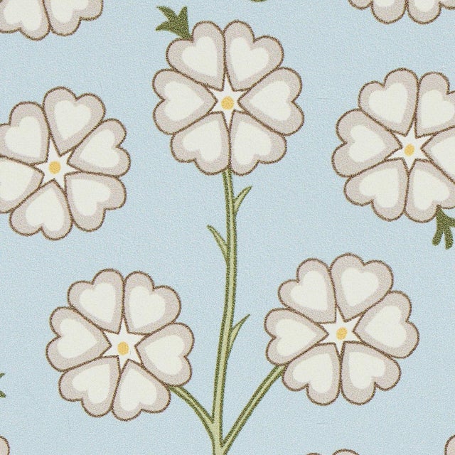 Contemporary Sample - Schumacher x Neisha Crosland Gardenia Wallpaper in Egg Blue For Sale - Image 3 of 5