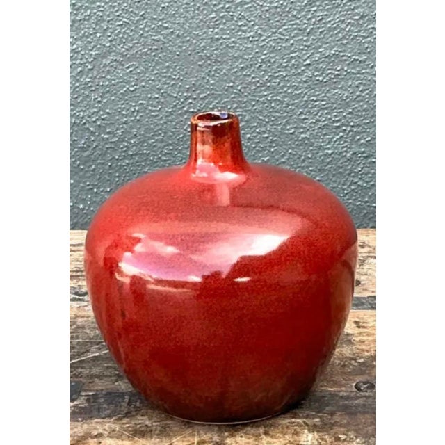 Vintage Sang De Bouf Red Glazed Ceramic Vase For Sale - Image 11 of 12