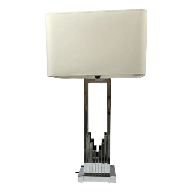 Italian Table Lamp in Chromed Steel, 1970s For Sale