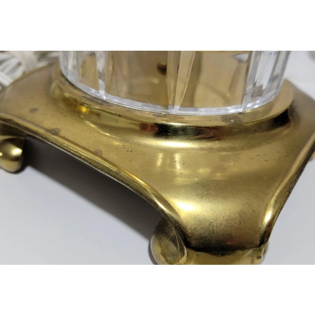 Metal 1960s Regency Signed Dresden Crystal and Brass Table Lamps - a Pair For Sale - Image 7 of 12