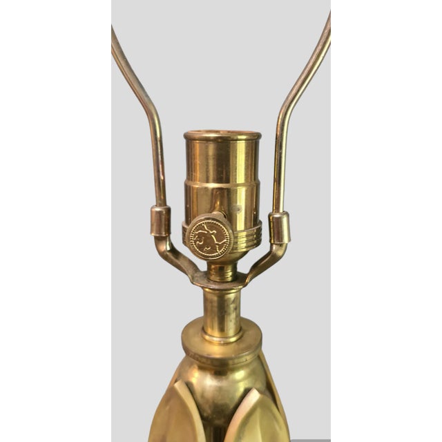 Brass Mid Century Modern Sarreid #9590 Brass Green Marble Table Lamp For Sale - Image 8 of 12