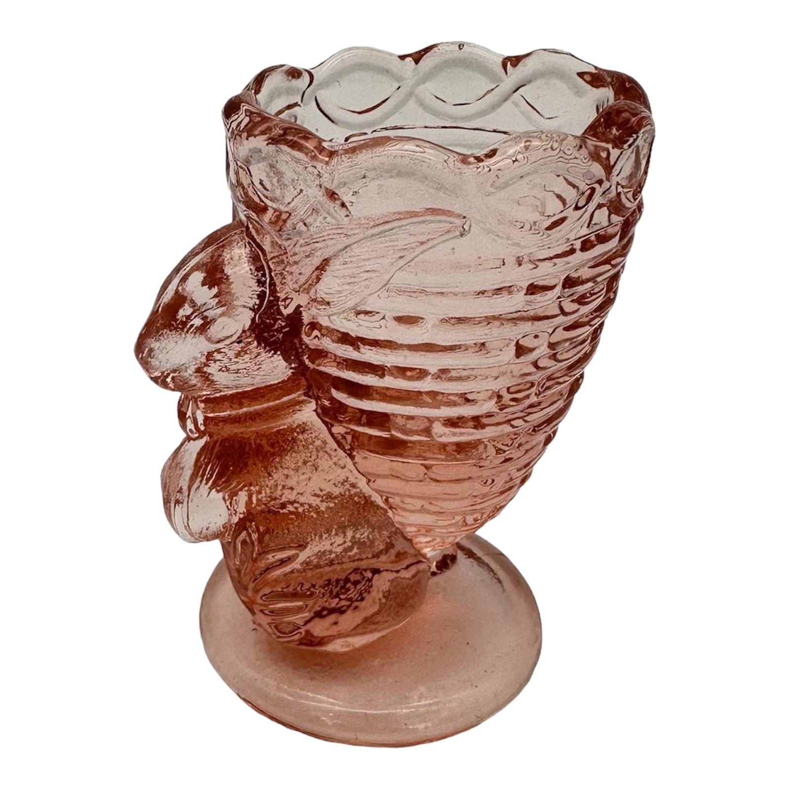Vintage Fenton Pink Depression Glass Bunny Egg Cup Selenium Pink Uv