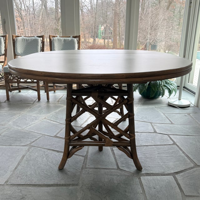 Vintage 5-Piece Rattan Dining Set, Attributed to Clark Casual Distinctive Rattan For Sale In Philadelphia - Image 6 of 13