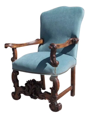 19th Century Carved Arm Chair with Scroll Motif