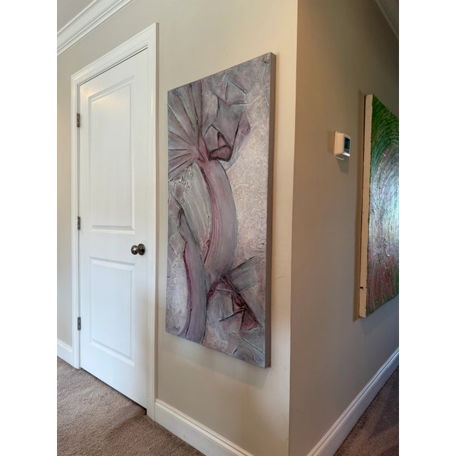 Stunning vintage purple abstract mixed media painting titled "Dreamtime" by southern artist, Marty Baiernbaum. The piece...