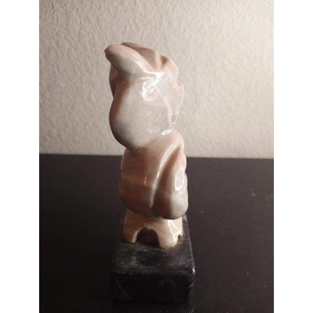 Figurative 1980s Hand Carved Solid Marble Owl Sculpture For Sale - Image 3 of 7