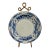 Vintage Blue and White Dragon and Phoenix Chinoiserie 14.75” Charger on Stand For Sale