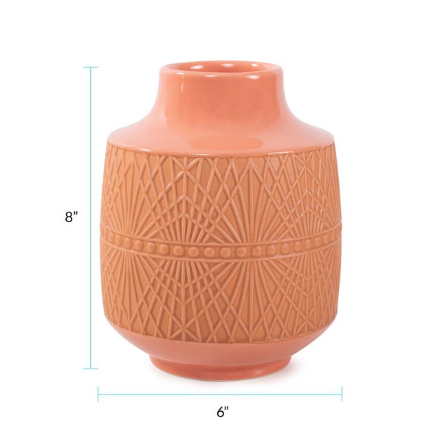Ceramic Richland Embossed Peach Vase- Small For Sale - Image 7 of 10