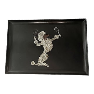 1960s Poodle Looking in Mirror Tray by Couroc of Monterey For Sale