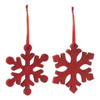 Fir Wood Snowflake Ornament (Set of 12) For Sale